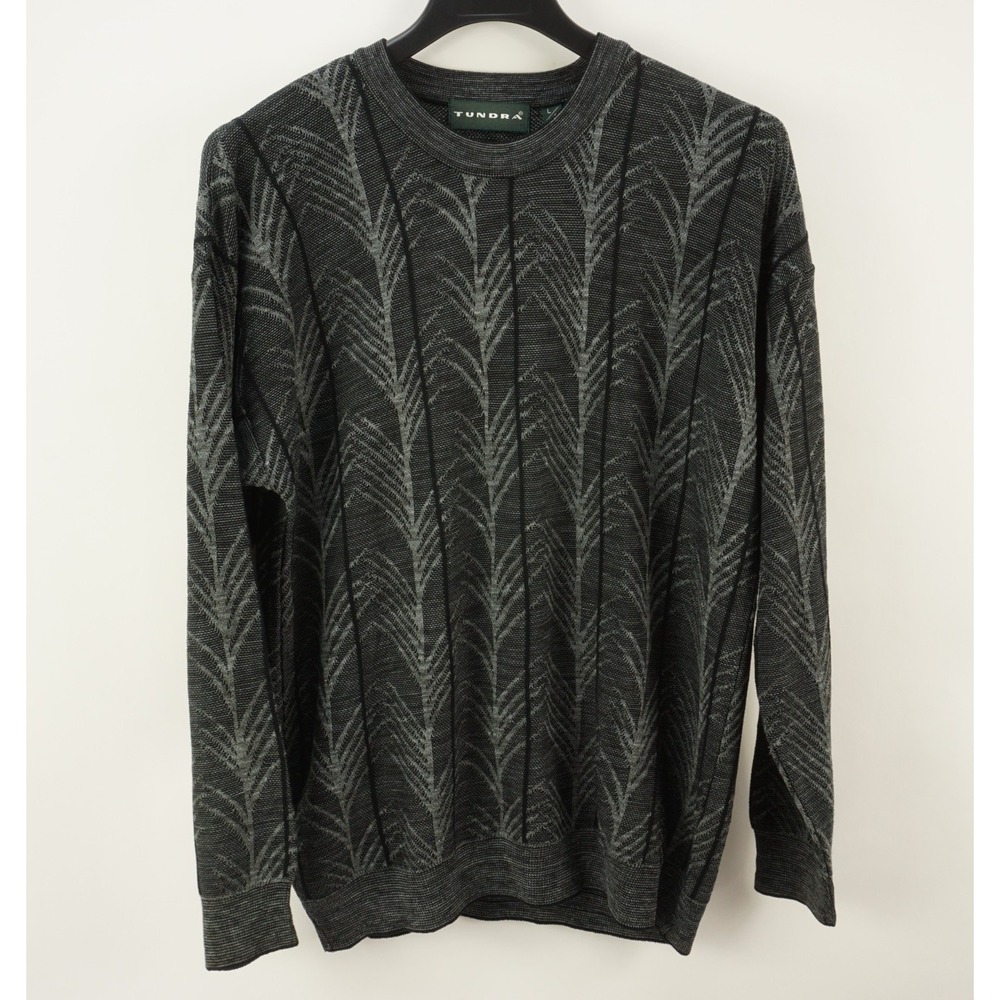 Vintage Tundra Canada Retro 90s Geometric Hip Hop Men's Large Gray Crew‎ Sweater